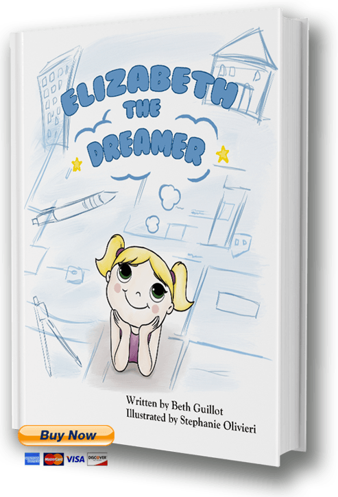 Book cover with blond-headed girl in pigtails dreaming about architecture